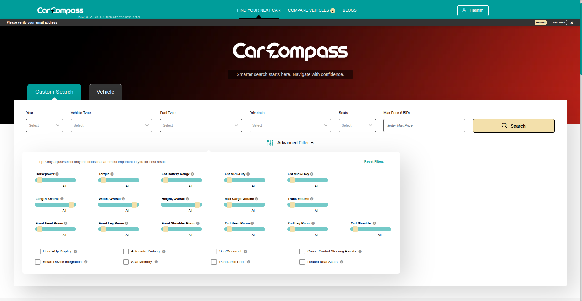 CarCompass Interface